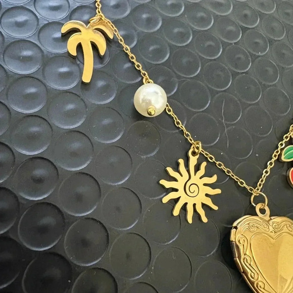 Charming Gold Necklace with Colorful Charms - Picture 4 of 4